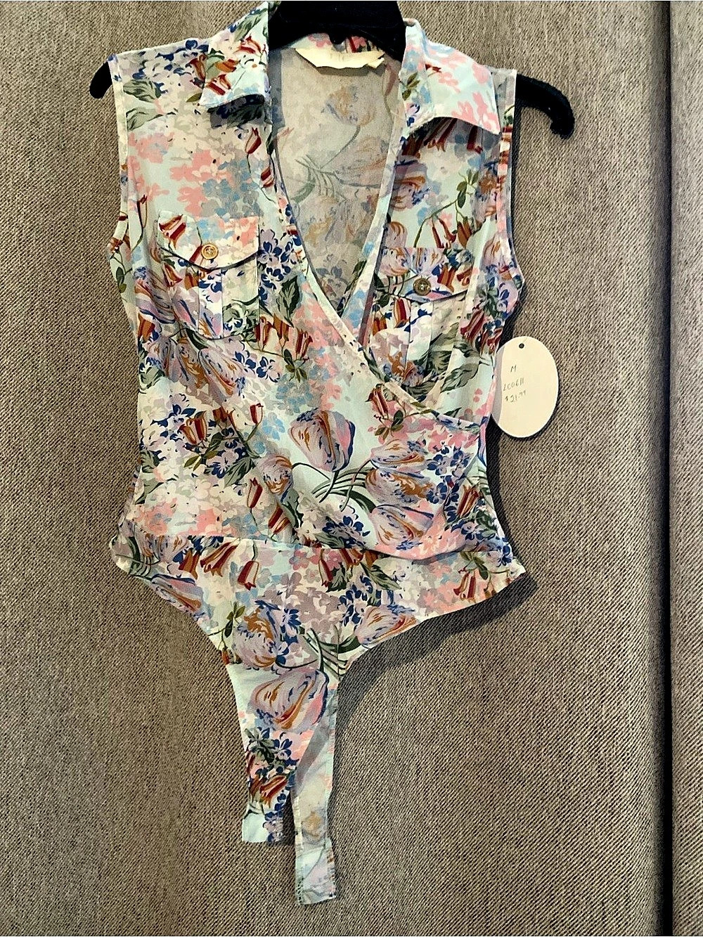Lizette Collection Floral Bodysuit in Pink & Blue